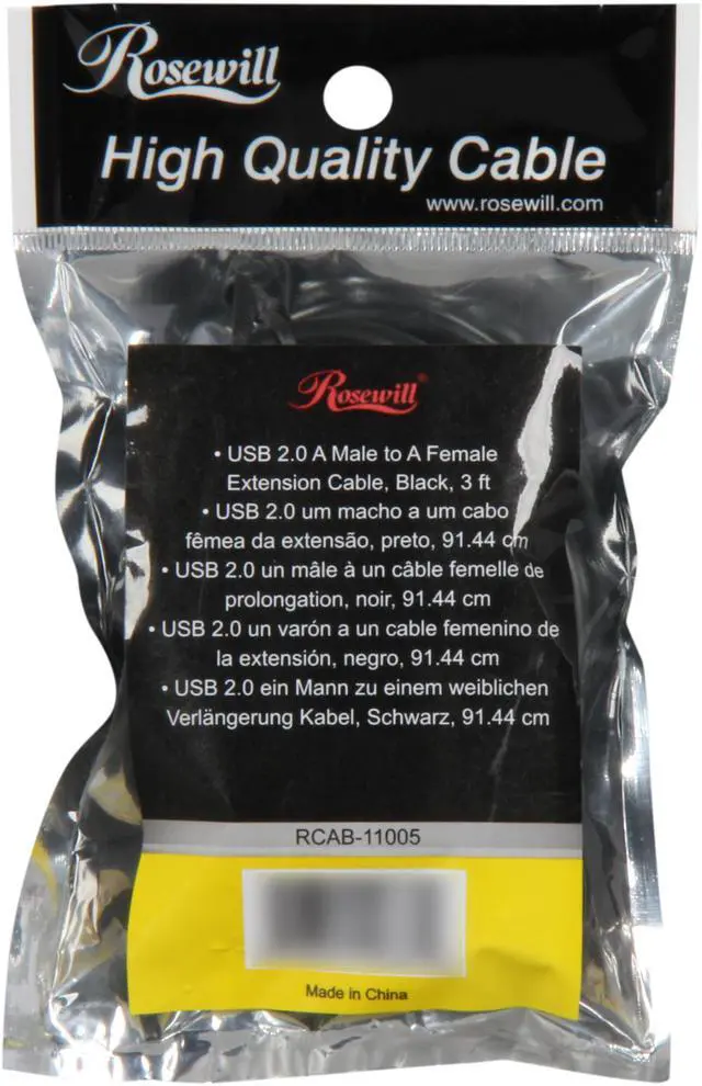 Alt view image 3 of 3 - Rosewill RCAB-11005 3 ft. Black USB2.0 A Male to A Female Extension Cable, Gold Plated, Black