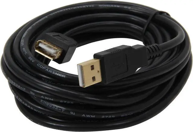 Alt view image 2 of 3 - Rosewill RCAB-11007 – 15 Feet USB A Male to A Female Extension Cable - Black, Gold Plated Connectors