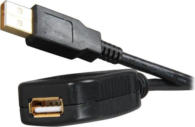 Main image of Rosewill RCAB-11008 Black USB2.0 Active Extension Cable Supports Windows 7, Gold Plated, Black