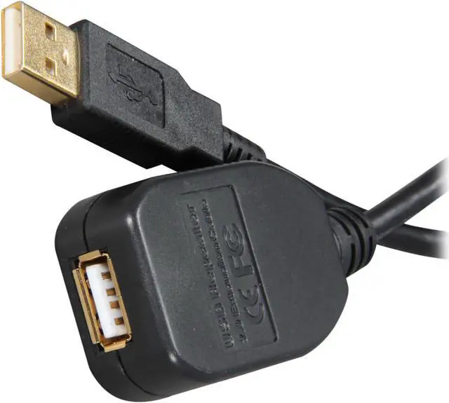 Main image of Rosewill RCAB-11010 Black USB2.0 Active Extension Cable Supports Windows 7, Gold Plated, Black