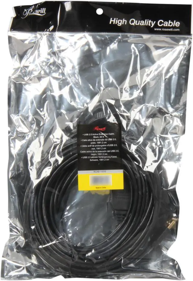 Alt view image 3 of 3 - Rosewill RCAB-11010 Black USB2.0 Active Extension Cable Supports Windows 7, Gold Plated, Black