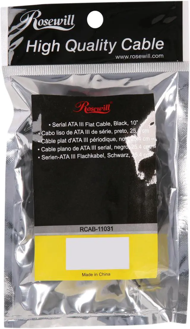 Alt view image 3 of 3 - Rosewill RCAB-11031 10 in. SATA III Black Flat Cable w/ Locking Latch Supports 6 Gbps, 3 Gbps, and 1.5 Gbps transfer rate