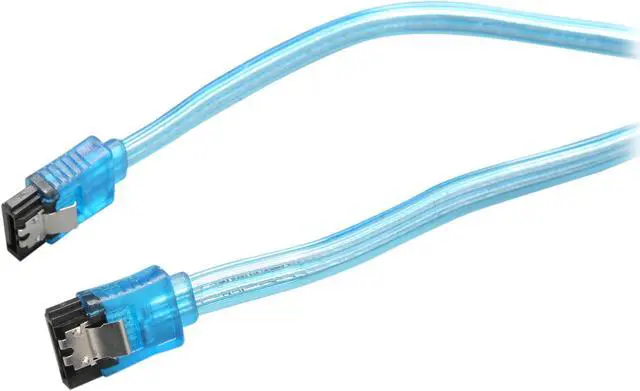 Main image of Rosewill RCAB-11037 10 in. SATA III UV Blue Flat Cable w/ Locking Latch, Supports 6 Gbps, 3 Gbps, and 1.5 Gbps Transfer Rate