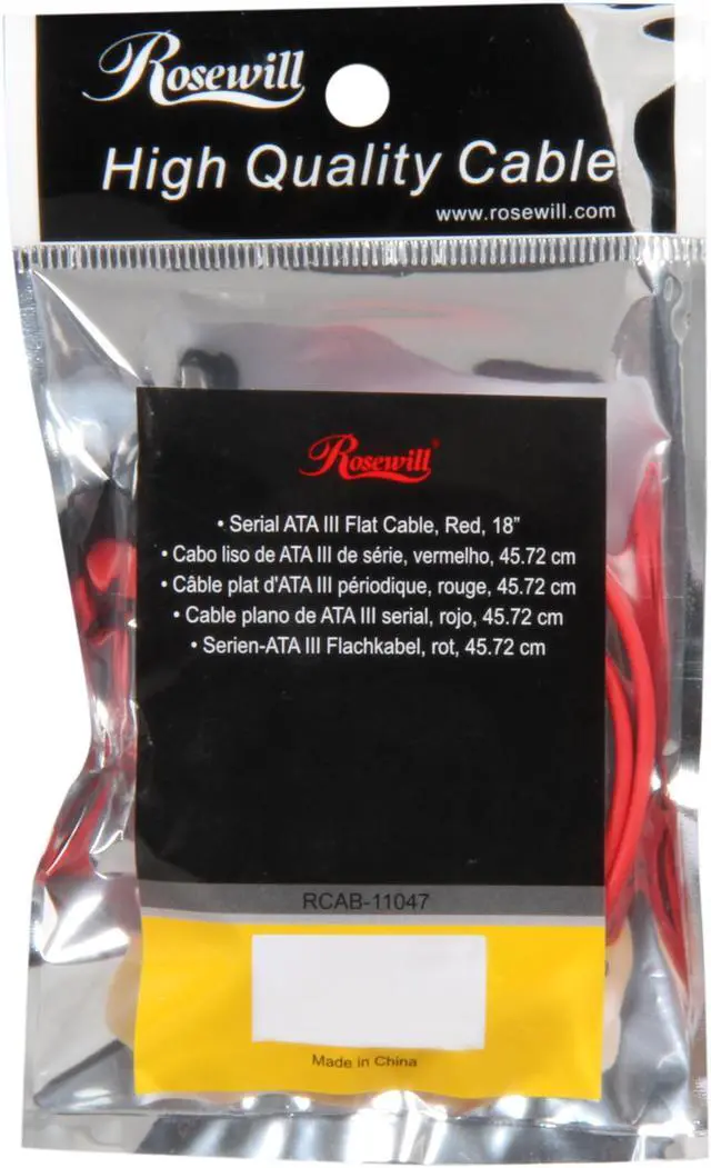 Alt view image 3 of 3 - Rosewill RCAB-11047 - 18" Flat Red SATA III Cable with Locking Latch - Supports 6 Gbps, 3 Gbps, and 1.5 Gbps Transfer Rates