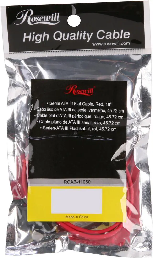 Alt view image 3 of 3 - Rosewill RCAB-11050 - 18" Flat Red SATA III Cable with Locking Latch - Supports 6 Gbps, 3 Gbps, and 1.5 Gbps Transfer Rates
