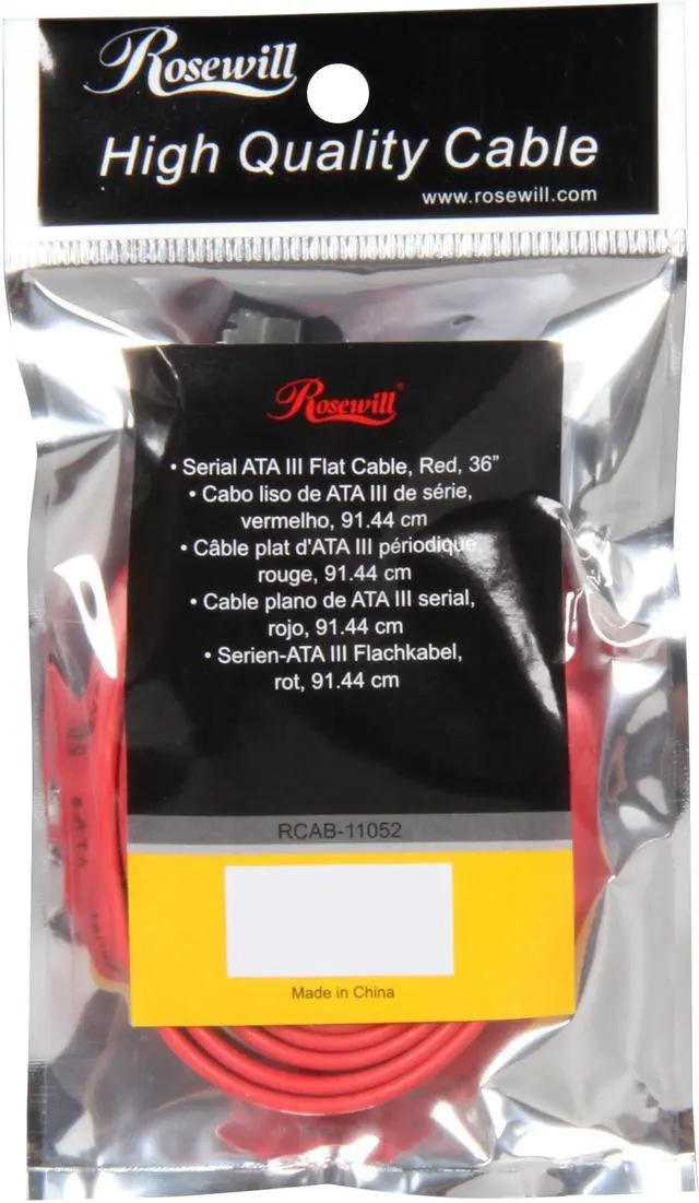 Alt view image 3 of 3 - Rosewill RCAB-11052 - 36" Flat Red SATA III Cable with Locking Latch - Supports 6 Gbps, 3 Gbps, and 1.5 Gbps Transfer Rates