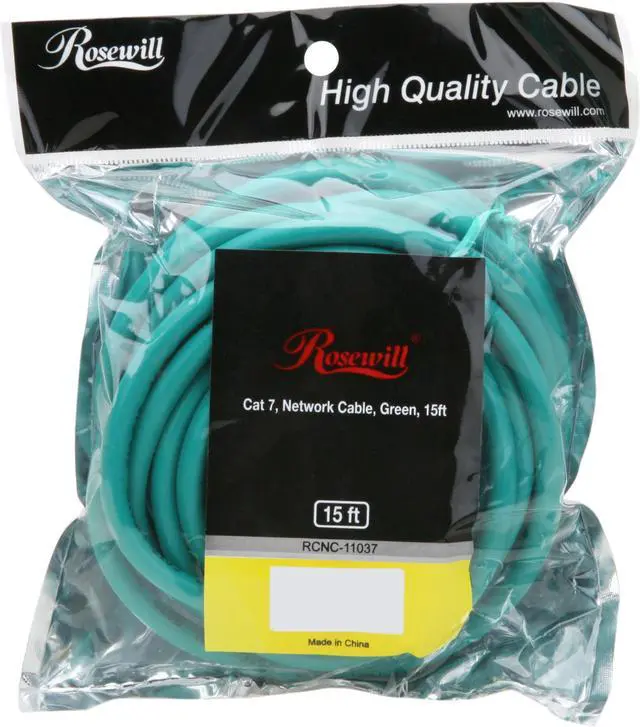 Alt view image 3 of 3 - Rosewill RCNC-11037 - 15-Foot Cat 7 Shielded Networking Cable - Twisted Pair (S / STP), Green