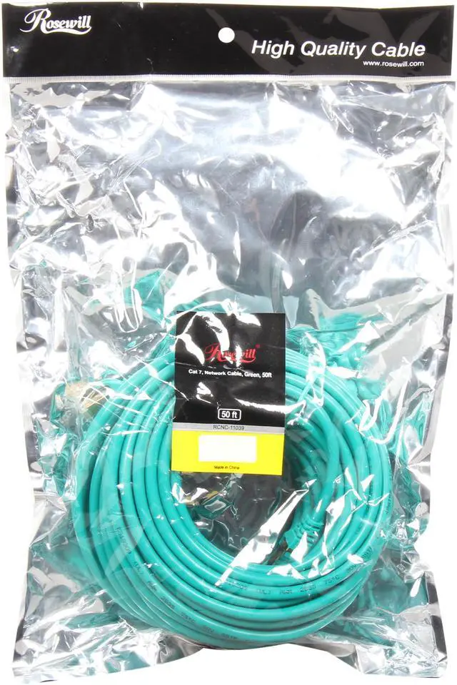 Alt view image 3 of 3 - Rosewill RCNC-11039 - 50-Foot Cat 7 Shielded Networking Cable - Twisted Pair (S / STP), Green