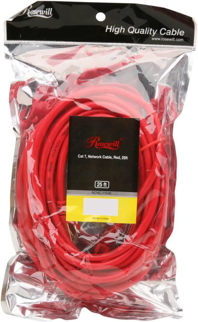 Alt view image 3 of 3 - Rosewill RCNC-11046 - 25-Foot Cat 7 Shielded Networking Cable - Twisted Pair (S / STP), Red