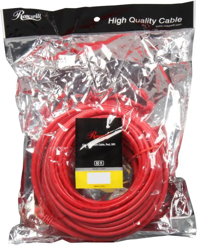 Alt view image 3 of 3 - Rosewill RCNC-11047 50 ft. Cat 7 Red Shielded Twisted Pair (S/STP) Networking Cable