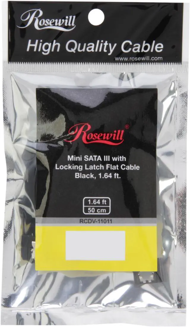 Alt view image 3 of 3 - Rosewill RCDV-11011 - 1.6-Foot (50 cm) SATA III Cable with Locking Latch