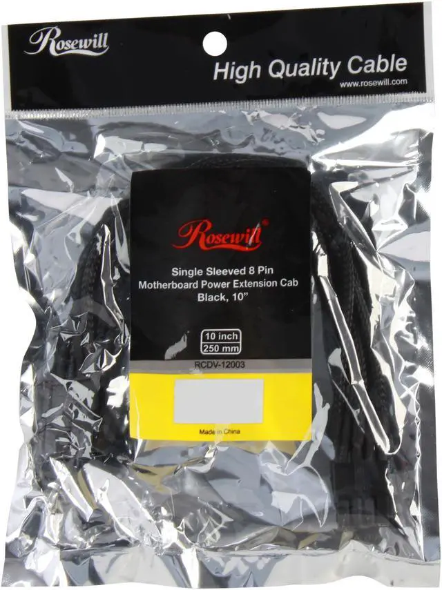 Alt view image 3 of 3 - Rosewill RCDV-12003 9.84 in. (25cm) Single Sleeved 8 Pin Motherboard Power Extension Cable Female to Male