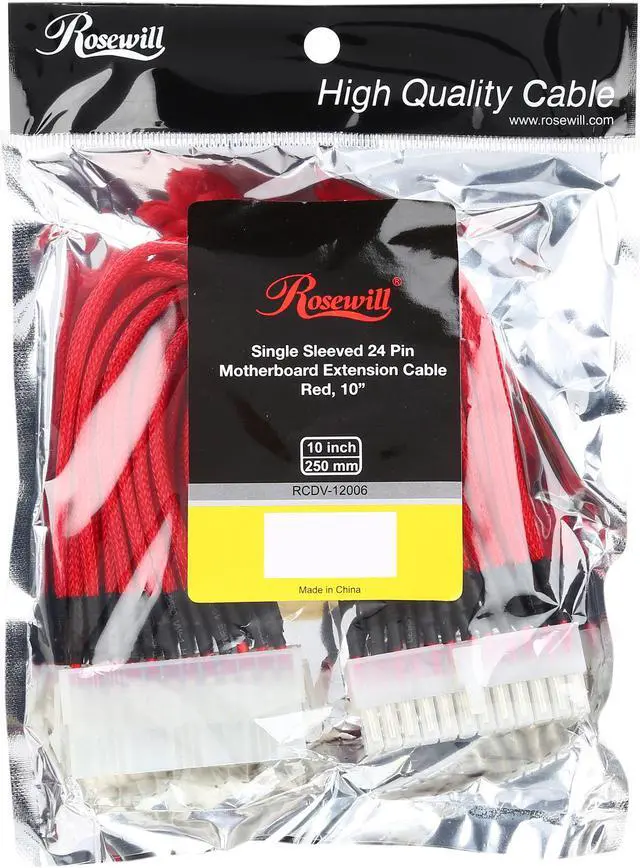 Alt view image 3 of 3 - Rosewill RCDV-12006 - 9.84" Single Sleeve 24-Pin Motherboard Extension Cable - Male to Female