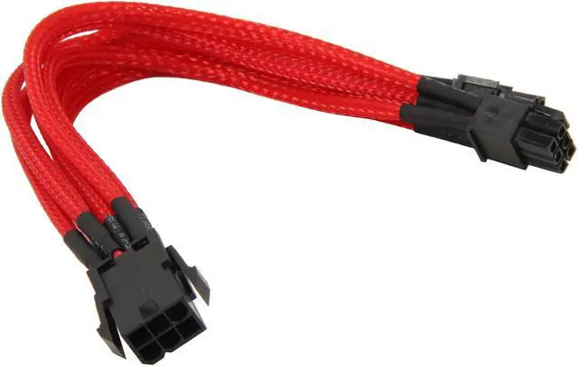 Alt view image 2 of 3 - Rosewill RCDV-12008 - 9.84" Single Sleeve 6-Pin to 6 + 2-Pin VGA Extension Cable - Male to Female