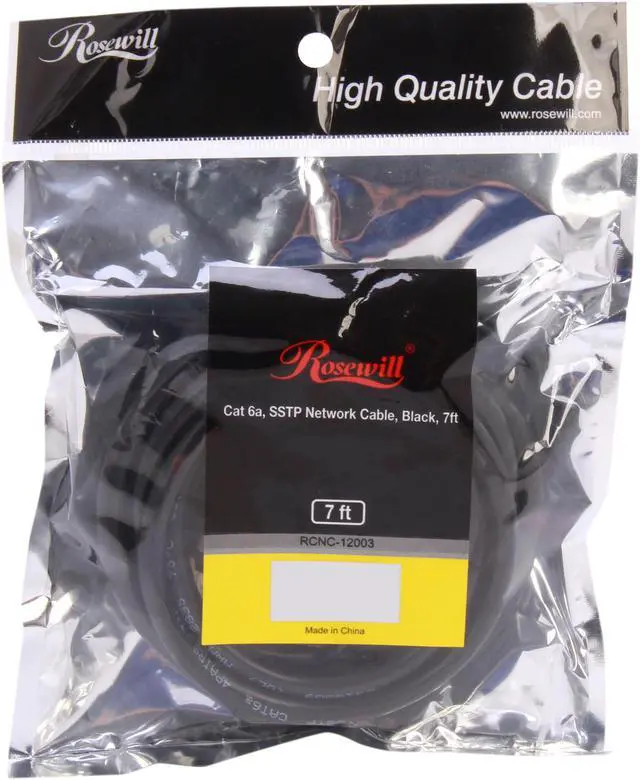 Alt view image 3 of 3 - Rosewill RCNC-12003 - 7 ft. Black Cat 6A Screened, Shielded Enhanced 550MHz Network Cable -  Twisted Pair (S / STP)
