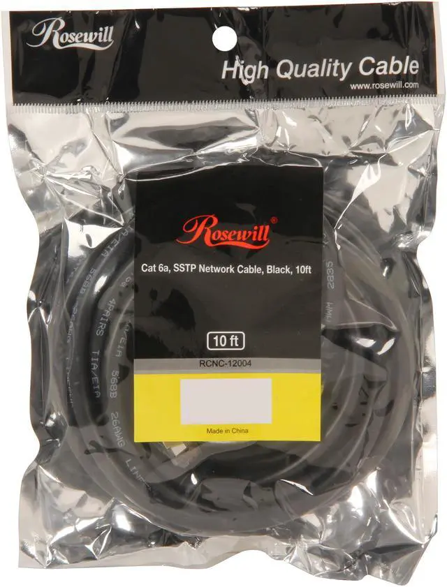 Alt view image 3 of 3 - Rosewill RCNC-12004 10 ft. Cat 6A Black Shielded Cat 6A Screened Shielded Twist Pairing (SSTP) Enhanced 550MHz Network Ethernet Cables