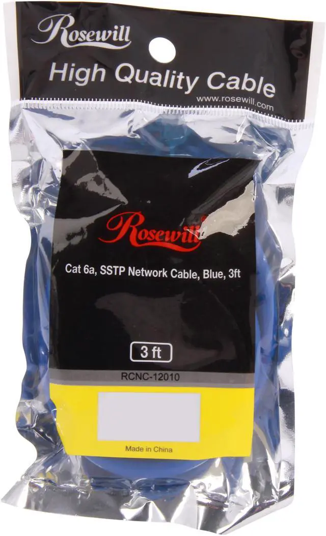 Alt view image 3 of 3 - Rosewill RCNC-12010 - 3-Foot Blue Cat 6A Screened, Shielded Enhanced 550MHz Network Ethernet Cable - Twisted Pair (SSTP)