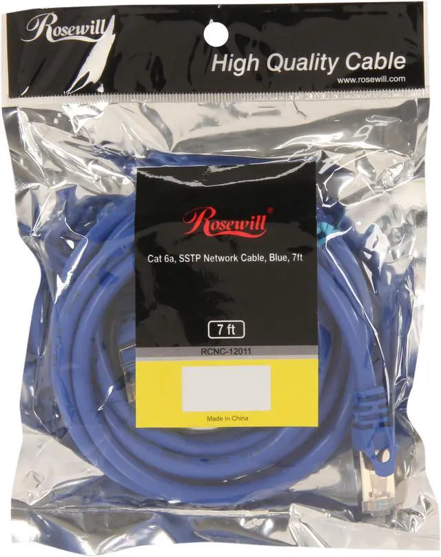 Alt view image 3 of 3 - Rosewill RCNC-12011 - 7 ft. Blue Cat 6A Shielded Screened Twisted Pair (S / STP) Enhanced 550MHz Network Cable
