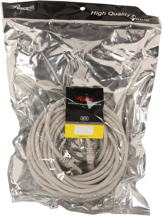 Alt view image 3 of 3 - Rosewill RCNC-12023 - 50-Foot Gray Cat 6A Shielded Screened Twisted Pair (S / STP) Enhanced 550MHz Network Ethernet Cable