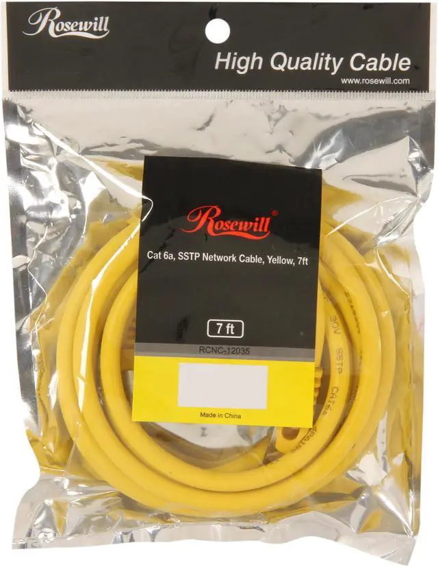 Alt view image 3 of 3 - Rosewill RCNC-12035 - 7-Foot Cat 6A Yellow Screened Shielded Twisted Pair (S / STP) Enhanced 550MHz Network Cable