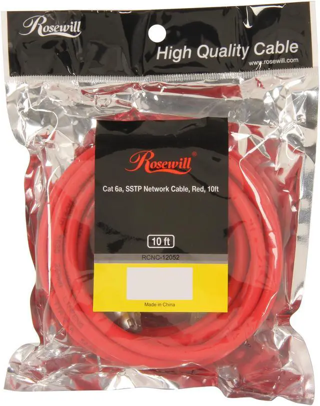 Alt view image 3 of 3 - Rosewill RCNC-12052 - 10-Foot Red Cat 6A Screened Shielded Twisted Pair (S / STP) Enhanced 550MHz Networking Cable