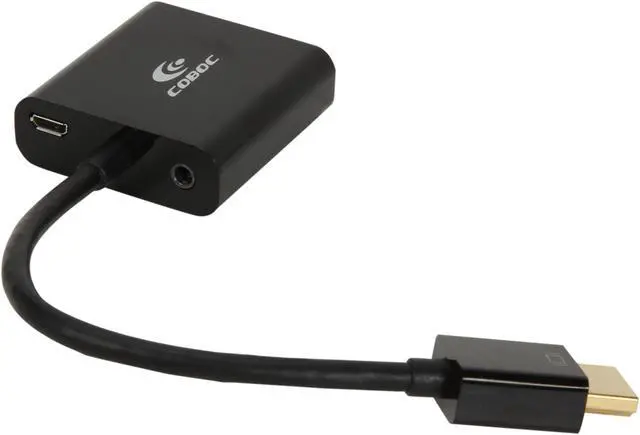 Alt view image 2 of 3 - Coboc CL-AD-HD2VGA-6-BK 6 inch Dongle-style HDMI to VGA Video Active Adapter Converter with 3.5mm Audio for Desktop PC / Laptop / Ultrabook - 1920 x 1080 Resolution