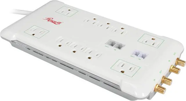 Main image of Rosewill RHSP-13003 - Slim, 10-Outlet Surge Blocking, Fireproof Power Surge Protector – Up to 2880 Joules / 40dB Protection, and Telephone / DSL and TV / Cable Line Protection