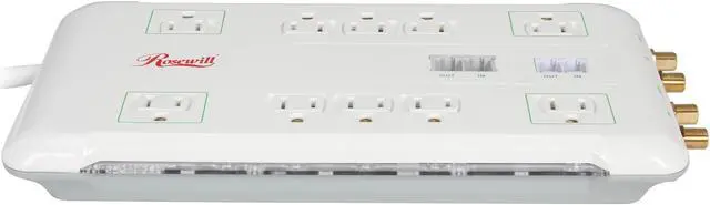 Alt view image 2 of 7 - Rosewill RHSP-13003 - Slim, 10-Outlet Surge Blocking, Fireproof Power Surge Protector – Up to 2880 Joules / 40dB Protection, and Telephone / DSL and TV / Cable Line Protection