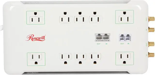 Alt view image 3 of 7 - Rosewill RHSP-13003 - Slim, 10-Outlet Surge Blocking, Fireproof Power Surge Protector – Up to 2880 Joules / 40dB Protection, and Telephone / DSL and TV / Cable Line Protection