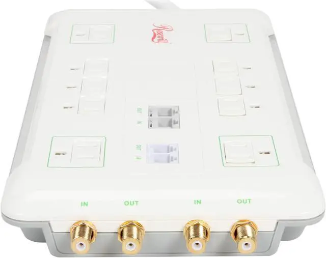Alt view image 4 of 7 - Rosewill RHSP-13003 - Slim, 10-Outlet Surge Blocking, Fireproof Power Surge Protector – Up to 2880 Joules / 40dB Protection, and Telephone / DSL and TV / Cable Line Protection
