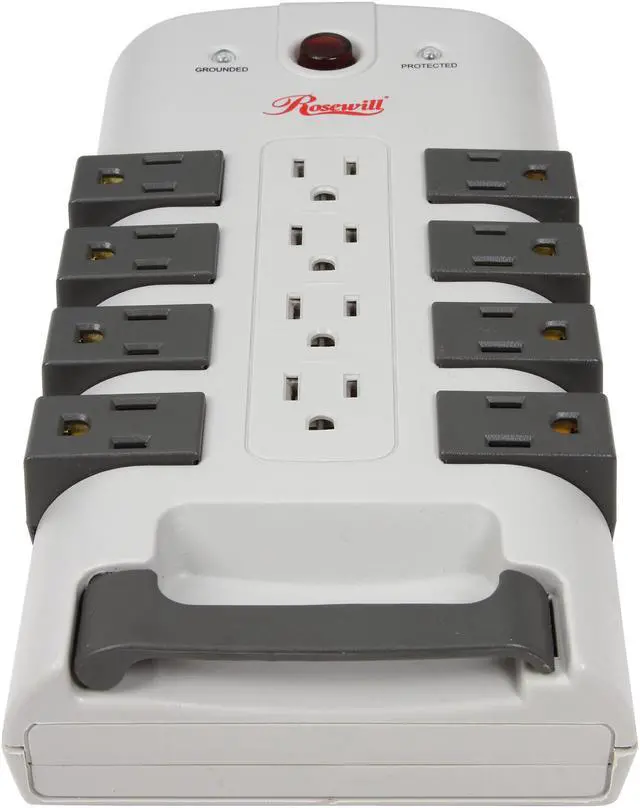 Alt view image 2 of 6 - Rosewill RHSP-13007 Rotating Power Surge Block, 180° Rotating 12-Outlets, 2-in-1 Power and Circuit Breaker Switch, 4230 Joules