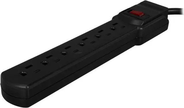 Main image of Rosewill RPS-110BL - 6-Outlet Power Strip - Black, 125V Input Voltage, 1875 Watts Maximum Power, 3 Feet Cord