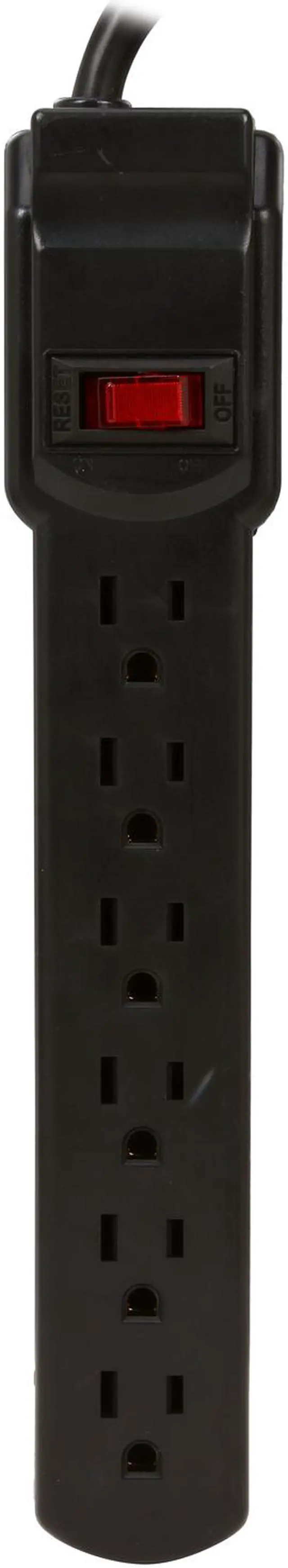 Alt view image 2 of 5 - Rosewill RPS-110BL - 6-Outlet Power Strip - Black, 125V Input Voltage, 1875 Watts Maximum Power, 3 Feet Cord