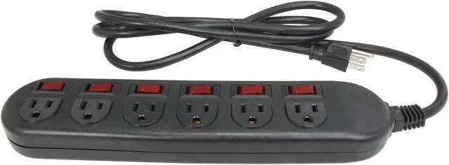 Alt view image 2 of 5 - Rosewill RPS-210BL - 6-Outlet Power Strip - Black, 125V Input Voltage, 1875 Watts Maximum Power, 6-Foot Cord