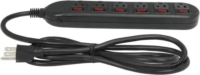 Alt view image 4 of 5 - Rosewill RPS-210BL - 6-Outlet Power Strip - Black, 125V Input Voltage, 1875 Watts Maximum Power, 6-Foot Cord