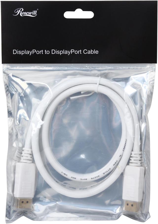 Alt view image 3 of 3 - Rosewill RCDC-14001 3 ft. White DisplayPort Male to DisplayPort Male 28AWG High Bit-rate 2 DisplayPort Cable Male to Male