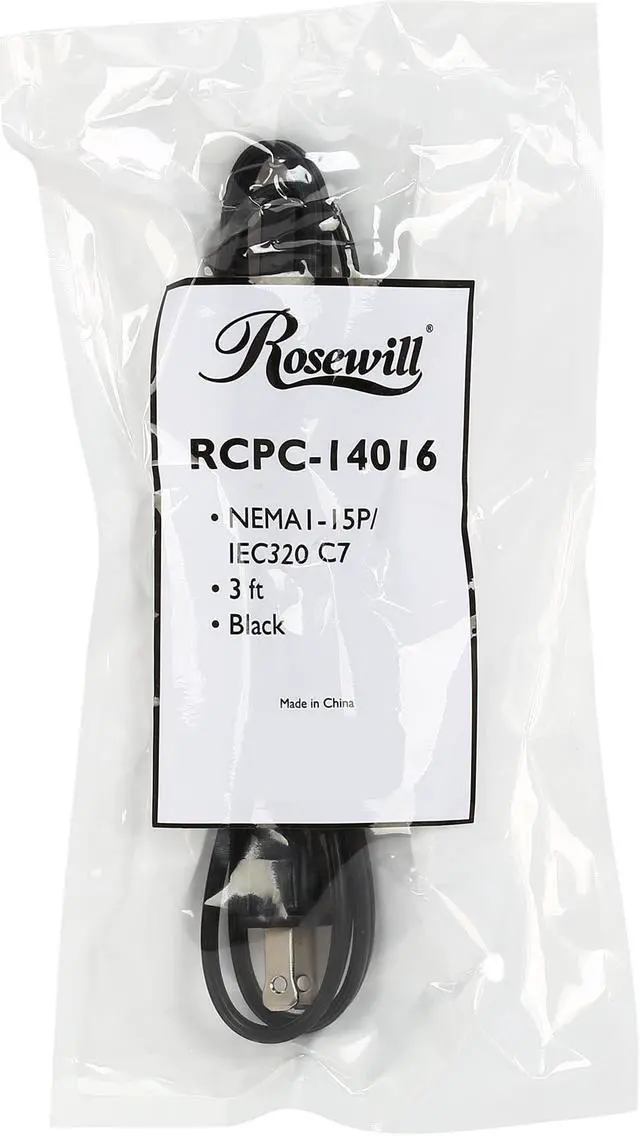 Alt view image 3 of 3 - Rosewill RCPC-14016 - 3-Foot 18 AWG 2-Slot AC Power Cord / Cable for Laptops & Notebooks (C7/1-15P) - Black