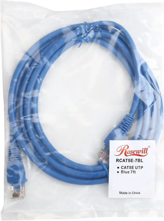 Alt view image 3 of 3 - Rosewill RCAT5E-7BL 7 ft. Cat 5E Blue 24AWG, Bare Stranded Copper 350MHZ UTP Ethernet Patch Cord