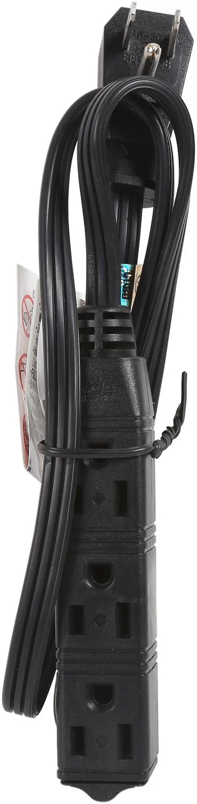 Alt view image 2 of 3 - Rosewill RHEC-16BK3-FP 3 Outlets Flat Plug Power Strip with 3 feet cord