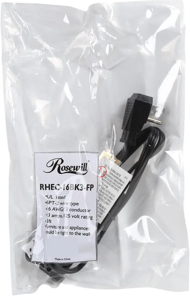 Alt view image 3 of 3 - Rosewill RHEC-16BK3-FP 3 Outlets Flat Plug Power Strip with 3 feet cord