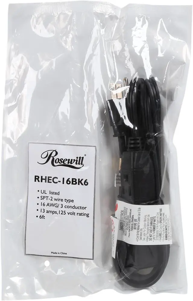 Alt view image 3 of 3 - Rosewill RHEC-16BK6 3 Outlets Power Strip with 6 Feet cord