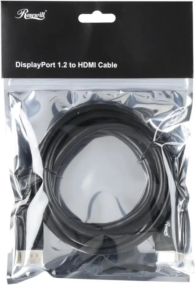 Alt view image 3 of 3 - Rosewill RCDC-17005 6 ft. DisplayPort 1.2 to HDMI Active Converter Cable, Black, Gold Plated, 4K x 2K Ready, Eyefinity Support