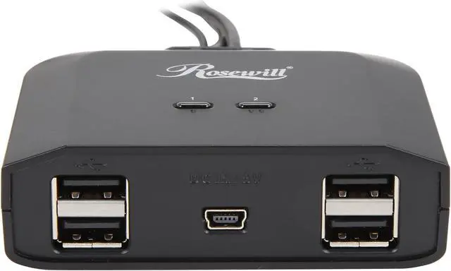 Alt view image 3 of 4 - Rosewill USB 2.0 Sharing Switch Box, 4 Port USB 2.0 Peripheral Sharing Switch Hub Adapter for 2 PC Computers to Share USB Devices via PC Select Controller w/ 70-inch Cable - RCUS-17001