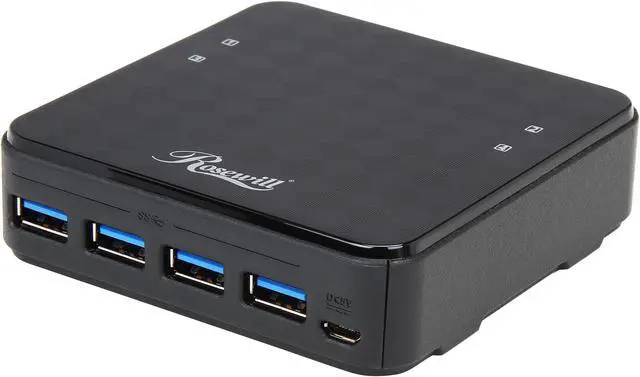 Main image of Rosewill USB 3.0 Sharing Switch Box, 4 Port USB 3.0 Peripheral Switch Hub Adapter for 4 Computers to Share USB Devices, PC Select Controller w/ 70-inch Cable, 4 USB 3.0 Cables Included - RCUS-17004