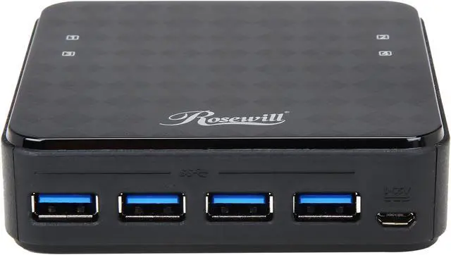 Alt view image 2 of 5 - Rosewill USB 3.0 Sharing Switch Box, 4 Port USB 3.0 Peripheral Switch Hub Adapter for 4 Computers to Share USB Devices, PC Select Controller w/ 70-inch Cable, 4 USB 3.0 Cables Included - RCUS-17004