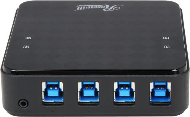 Alt view image 4 of 5 - Rosewill USB 3.0 Sharing Switch Box, 4 Port USB 3.0 Peripheral Switch Hub Adapter for 4 Computers to Share USB Devices, PC Select Controller w/ 70-inch Cable, 4 USB 3.0 Cables Included - RCUS-17004