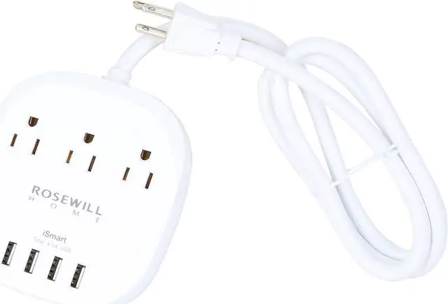 Main image of Rosewill Travel Power Strip with 4 iSmart USB Charging Station (5V/4.5A), 3 Outlets, 3 Feet Heavy Duty Extension Cord