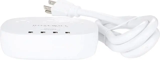 Alt view image 2 of 7 - Rosewill Travel Power Strip with 4 iSmart USB Charging Station (5V/4.5A), 3 Outlets, 3 Feet Heavy Duty Extension Cord