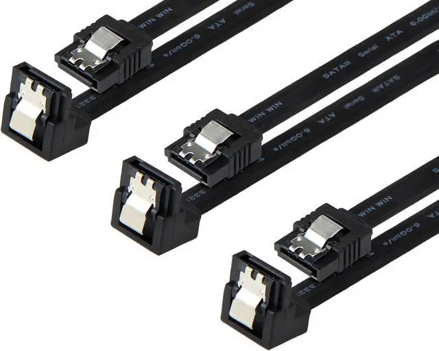 Main image of Rosewill RCSC-18008 [3-Pack] SATA Cable 90 Degree Right Angle SATA III 6.0 Gbps, SATA Cable 12 Inches, SATA 3 Cable - 12 Inches, Black, 3-Pack