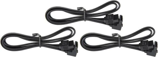 Alt view image 2 of 3 - Rosewill RCSC-18008 [3-Pack] SATA Cable 90 Degree Right Angle SATA III 6.0 Gbps, SATA Cable 12 Inches, SATA 3 Cable - 12 Inches, Black, 3-Pack